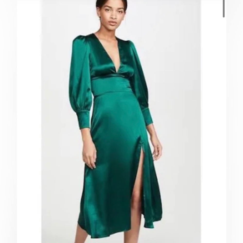 Reformation Keats Midi Dress Emerald Green